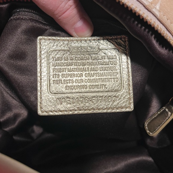 Coach Brooke Sateen Signature Shoulder Bag in khaki and gold - Picture 7 of 10